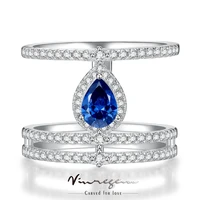 vinregem 925 sterling silver pear sapphire synthetic moissanite wedding anniversary ring for women vintage jewelry drop shipping