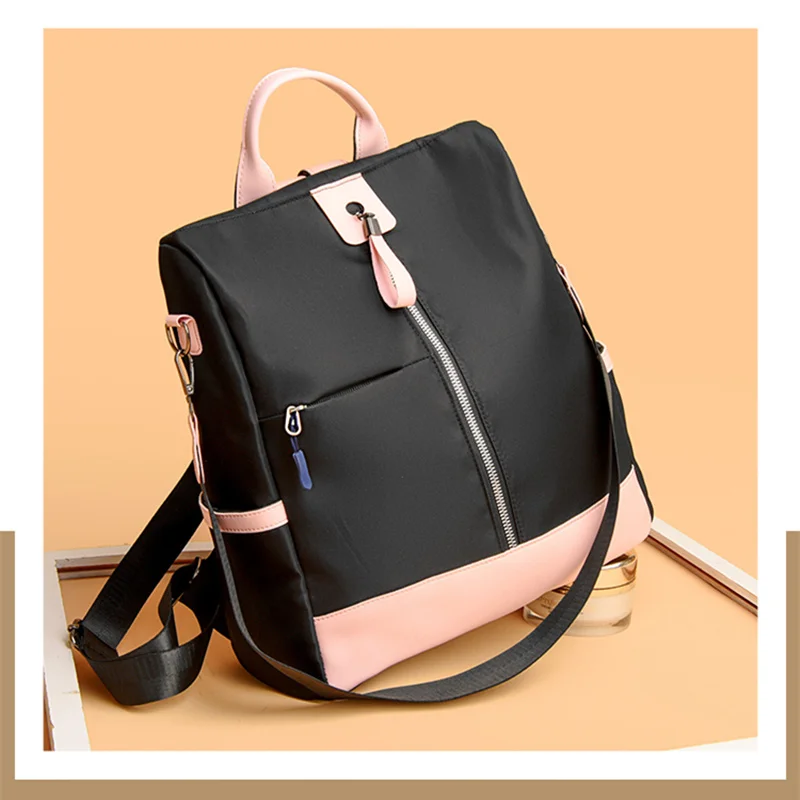 

Waterproof Women Backpack Nylon Shoulder Bag Solid Color Female Bagpack Large School Backpack Teenager Student Fashion Back pack