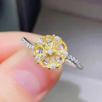 Design Style 925 Silver Ring Setting for Jewelry DIY 18K White Gold and Yellow Gold Plated Gemstoenr Ring Seting