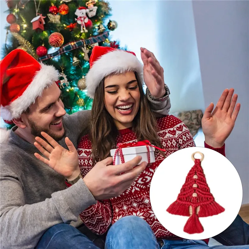 

3 Pcs Unique Christmas Tree DIY Kit Woven Christmas Tree DIY Kit Wall Hanging Christmas Craft Ideas Gifts Lace Boho Decorations