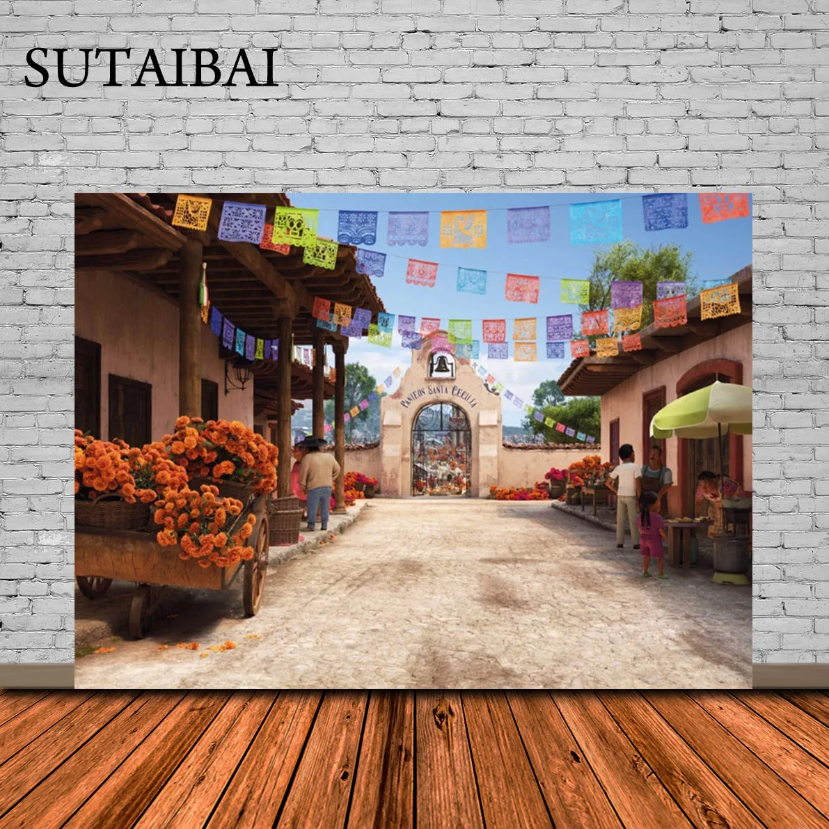 

Coco Street Alley Photography Backdrop Mexican Fiesta Coco Background for Kids Halloween Birthday Party Banner for Wall Decor