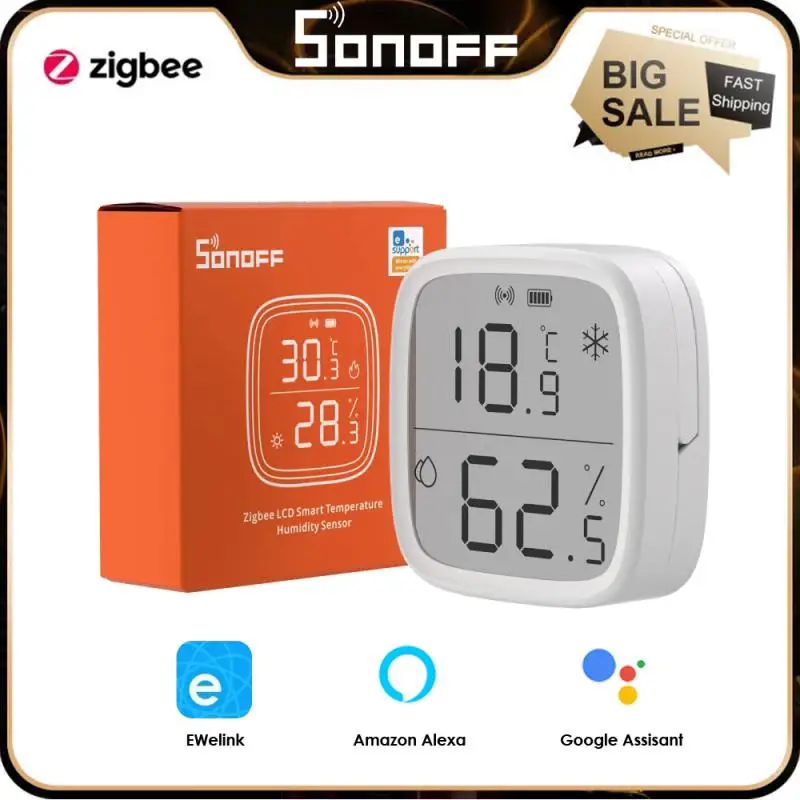 

SONOFF SNZB-02/02D Zigbee Temperature And Humidity Sensor Smart Real-Time Sync Via EWeLink ZBBridge Work With Alexa Google Home