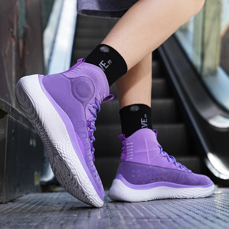 QNX-9513 Ultralight Mens Basketball Sneakers Wearable Gym Training Sports Shoes High-top Breathable Cushion Basketball Shoes