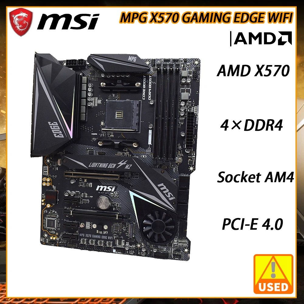 

MSI MPG X570 GAMING EDGE WIFI Socket AM4 DDR4 RAM AMD X570 Motherboard PCI-E 4.0 USB3.2 Support Ryzen 9 5950x Bluetooth 5.0 ATX