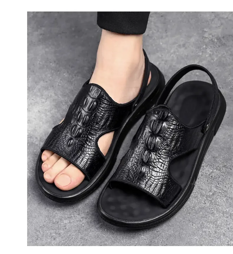 

Сандалии мужские кожаные на мягкой нескользящей подошве, Повседневные Дышащие шлепанцы двойного назначения, летняя пляжная обувь