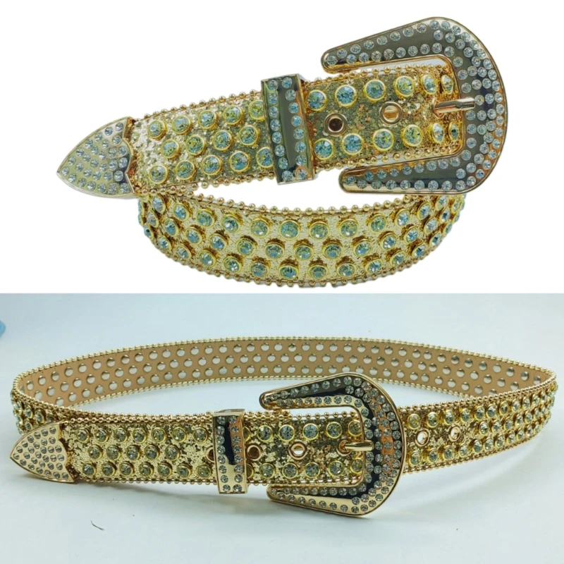 Summer Waist Belt Shinning  Belts for Woman Men Luxurious Full Diamond Studded Waist Strap for Jeans Dress