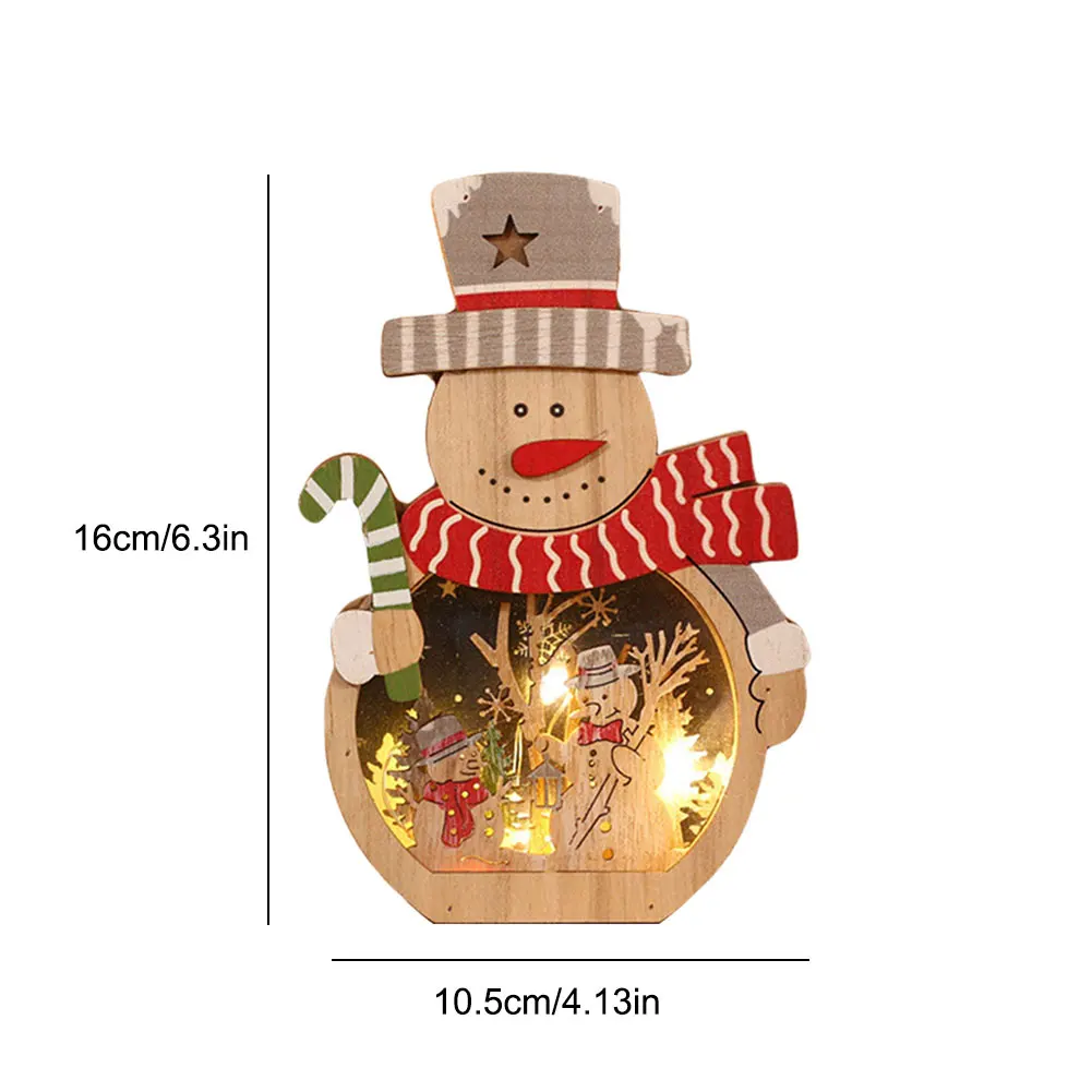 Деревянные подвесные украшения для рождественской елки со светодиодной