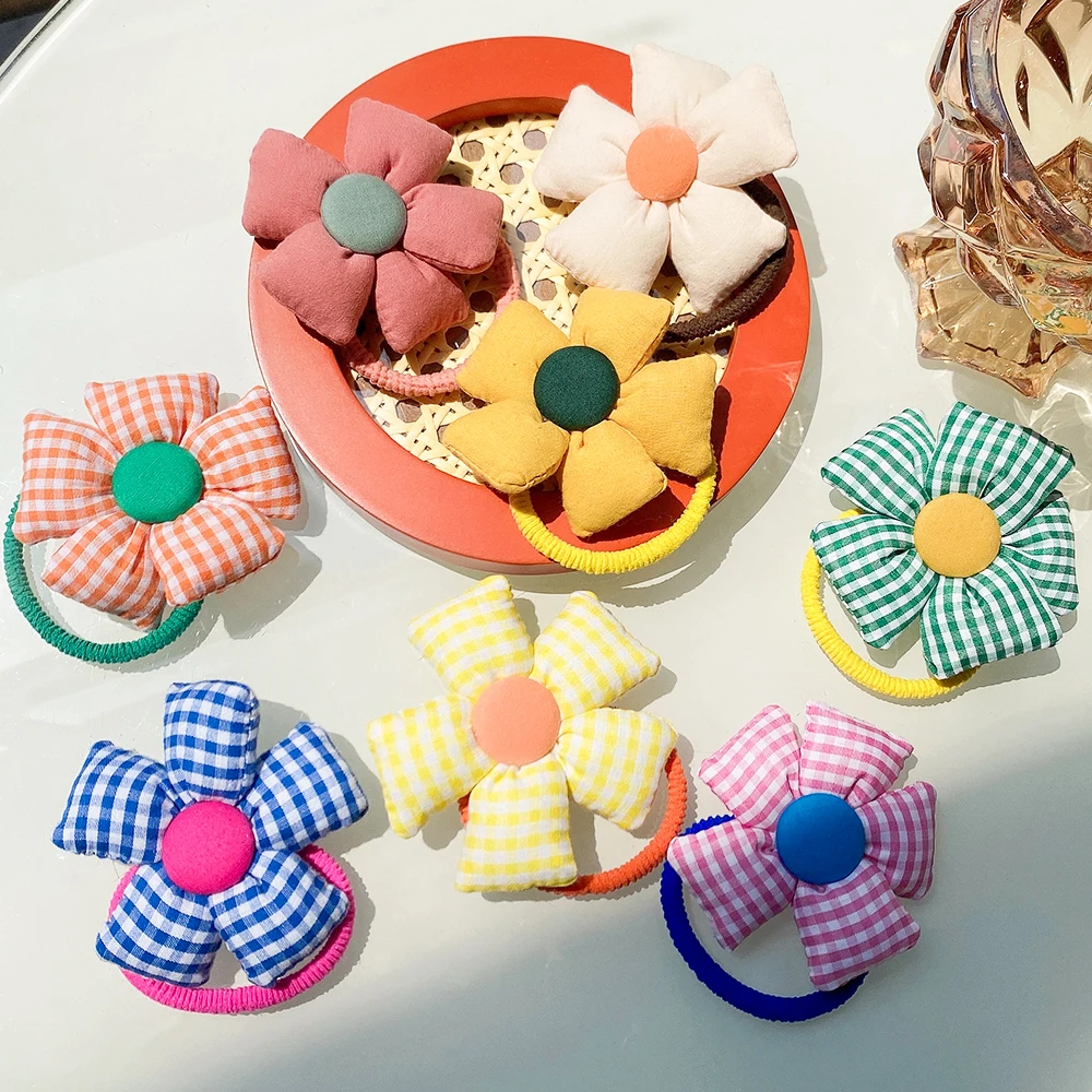 

1Piece 3'' Sweet Cartoon Flower Elastic Hair Bands Girls Rubber Band Hair Ropes Scrunchies Ponytail Holder Kids Hair Accessories