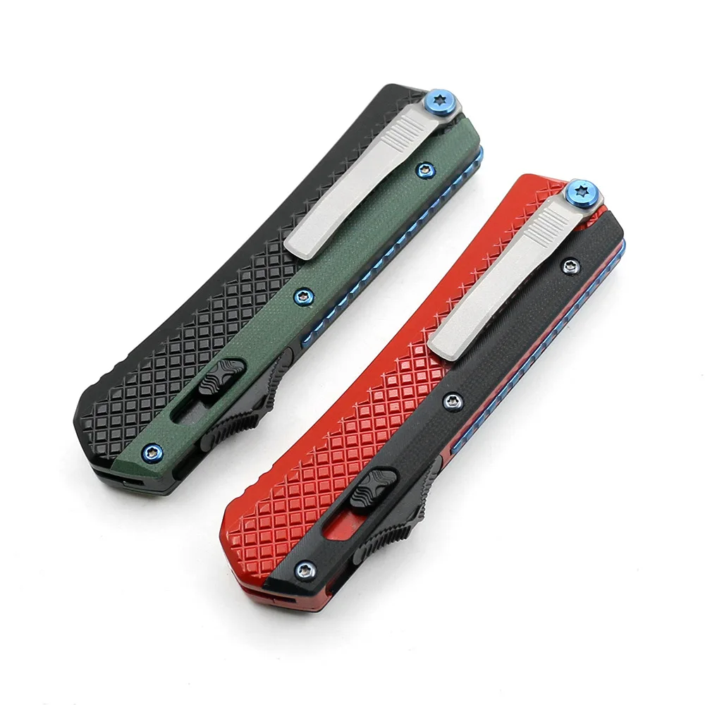 

NEW otf knife Tactical Pocket knives 440 Blade Zinc alloy +G10 handle Outdoor self-defense survival Military Knife