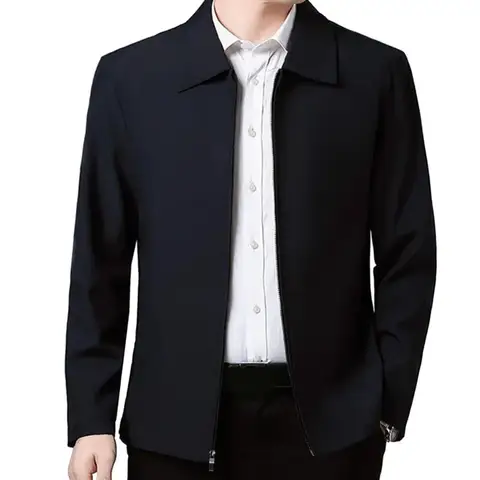 Мужская классическая черная куртка оверсайз с отложным воротником