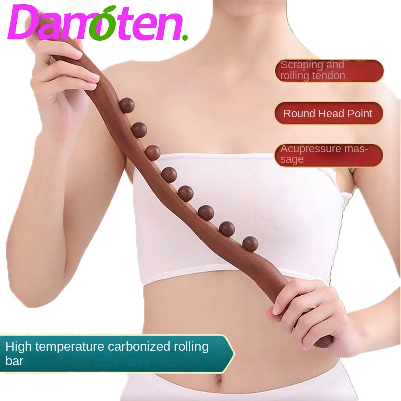 

Wood Roller Massager Natural Carbonized Wood Scraping Massage Stick Back Massager SPA Therapy Tool Point Treatment Guasha Relax