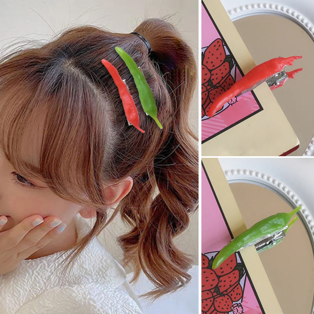 

Funny Simulation Pepper Hairpins Fashion Hair Claws Creative Simulation Vegetable Hairpins Bangs Clips Hairpin For Women Girls