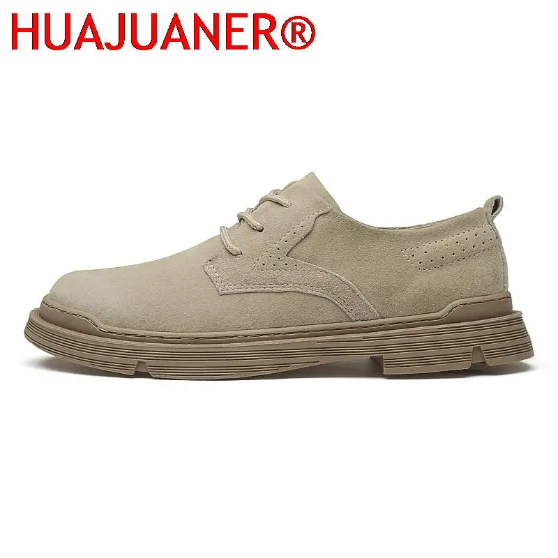 

High Quality New Men Suede Casual Oxfords Mens Dress Shoes Lace-up Italian Stylist Business Formal Flats Handmade Male Footwear