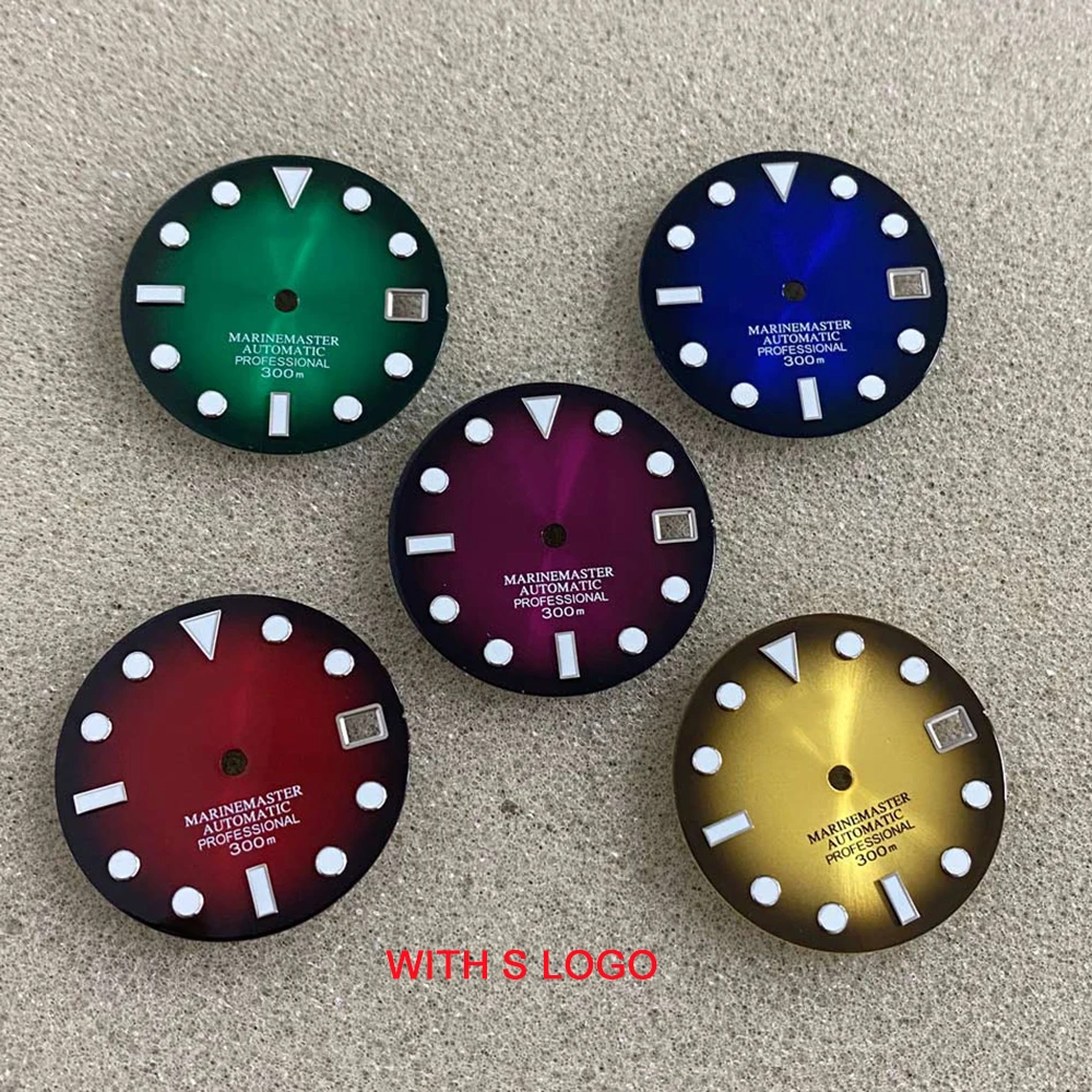 

28.5mm New Sun Pattern Watch Dial Green Luminous Modified Replacement Dial DIY Watch Accessories for NH35/NH36/4R/7S Movement