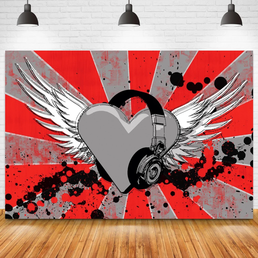 

Музыкальная гарнитура граффити серый красный фото фон танцевальная музыкальвечерние белые крылья день рождения фоны фотография винил