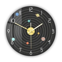 solar system universe wall clock nursery decor for kids room milky way mysterious space world silent non ticking art wall clock