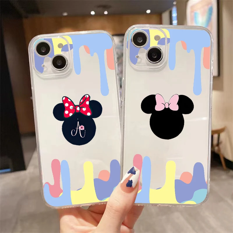 Painting Mickey Mouse Logo Clear Phone Case For iPhone 13 12 Pro Max Mini 11 Pro X XR XS Max 6 6S 7 8 Plus Se2 Shell Cases