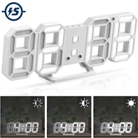 electronic clock 3d led wall clock table clock 9 7 inch 1224 hr timedatetemperature display decorative adjustable brightness
