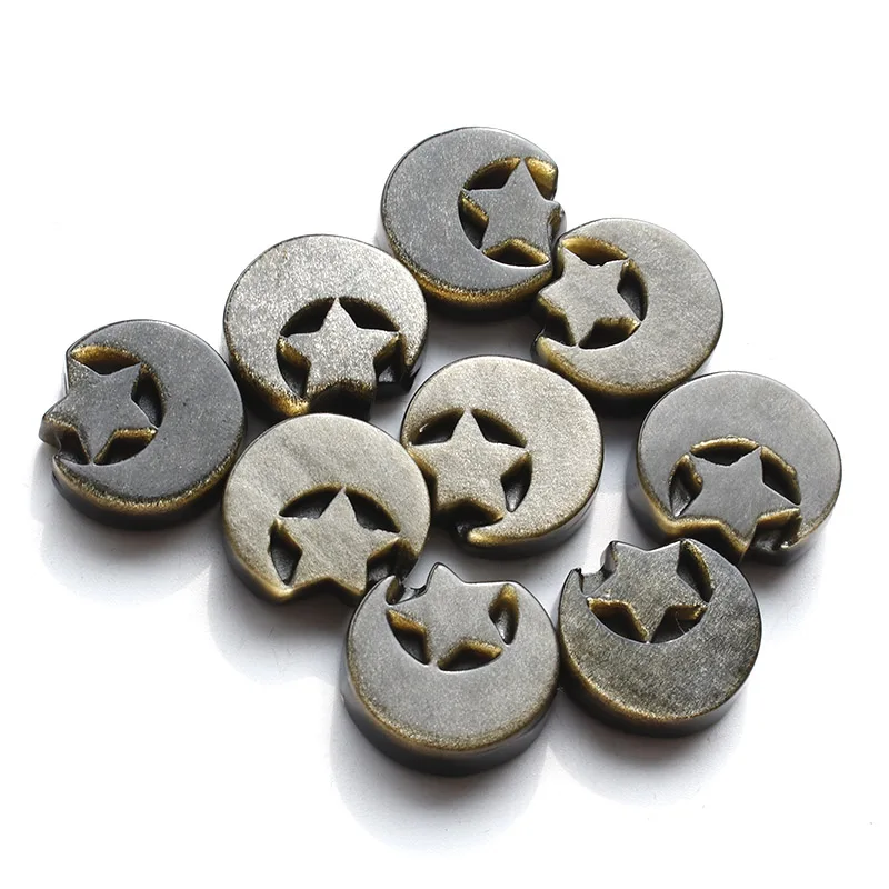 

5 / 10 Pcs Natural Golden Obsidian Crystal Moon And Star