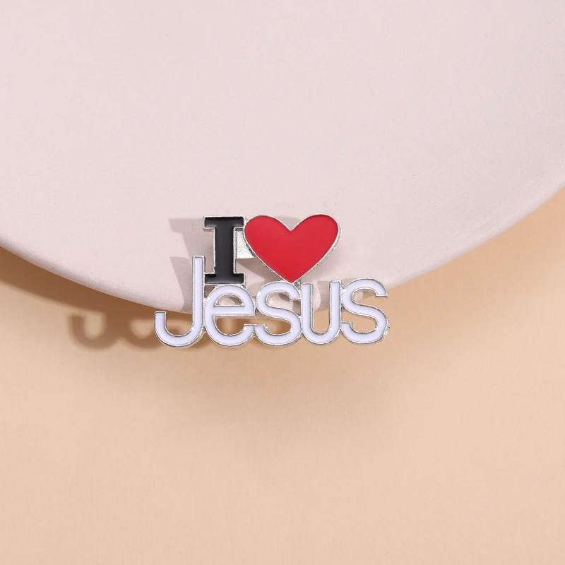

I Love Jesus Enamel Pins Religious Belief Brooches Metal Badge For Men's Women's Bag Pendant Creative Medal Jewelry Gifts
