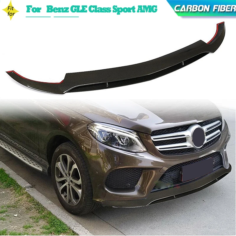 

Автомобильный передний бампер, спойлер для Mercedes-Benz GLE300 400 550 GLE43 AMG Sport 2015-2019, передний бампер для губ из углеродного волокна/ФАП