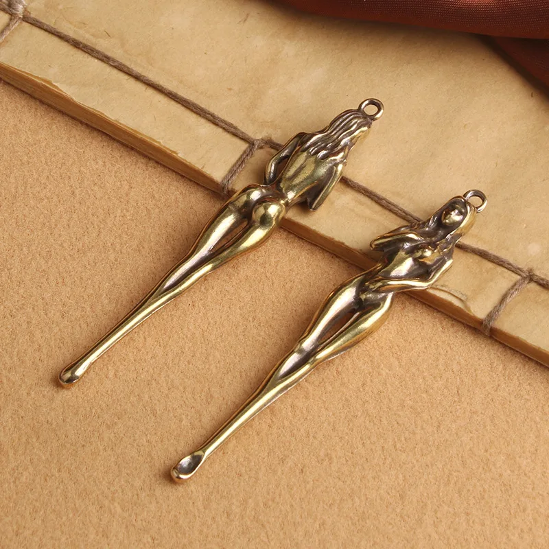 Чистая медь голая Женская фигурка ушной ложки подвески для брелока игрушка