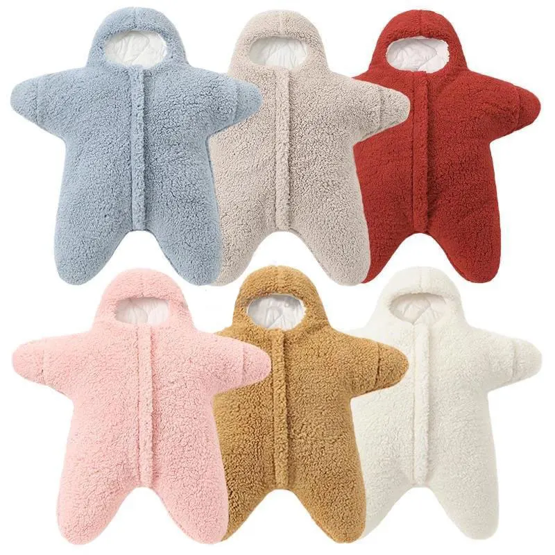 Newborn Sleeping Bags Baby Blanket Swaddle Starfish Shape Winter Warm Baby Cocoon Cotton Wrap Blankets for Babies Sleepsack 0-6M