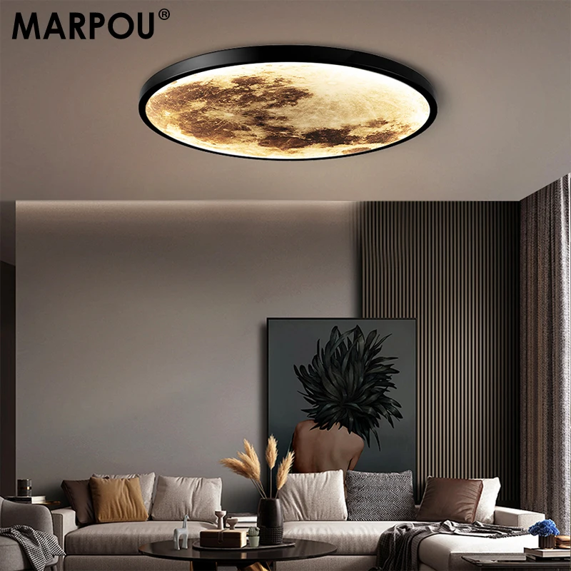 

Светодиодная потолочная лампа Moon lamp, современные светильники с дистанционным управлением, Светодиодная потолочная лампа для гостиной, спальни, украшение для дома