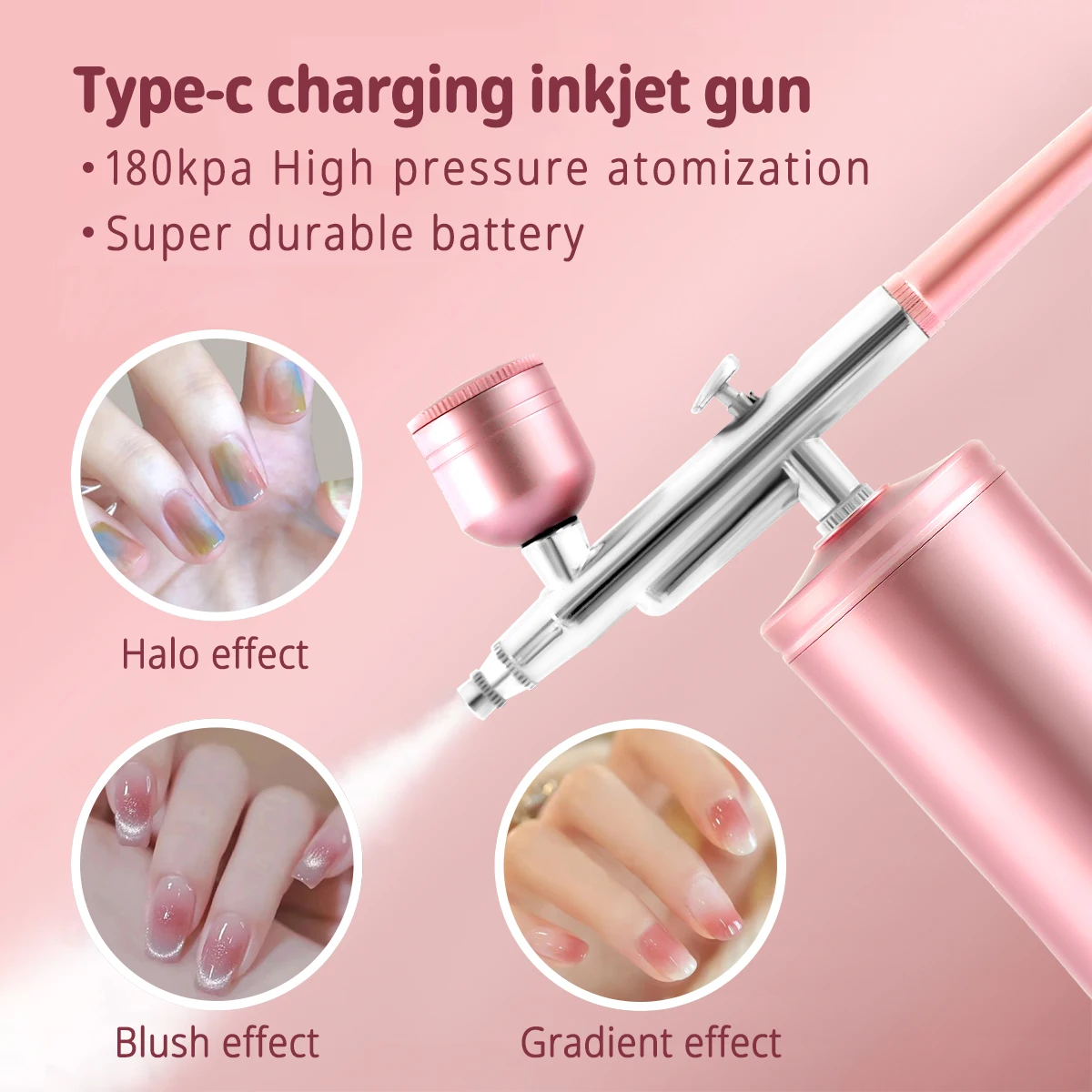 Airbrush Nail Manicure 180kpa 2 Speeds Oxygen Injector for Nails Art Tattoo Craft Cake Air Spray Gun Mist Sprayer Machine