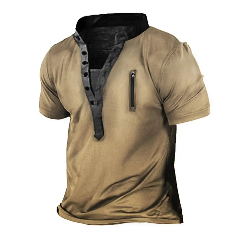 

Fashion Men T-shirt Sweat Absorption V Neck Vintage Style Short Sleeves Contrast Color Summer Tops T shirt for Men Daily Clothes