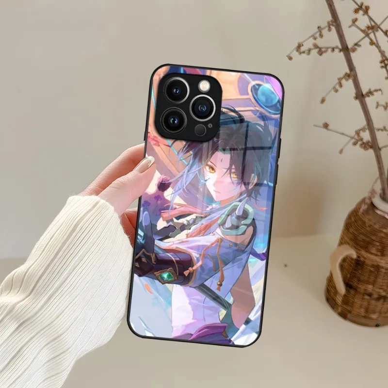 Чехол для телефона Genshin Impact Xiao закаленное стекло IPhone 13 14 12 11 Pro XS Max Plus Mini X XR 8 7 6s SE2020