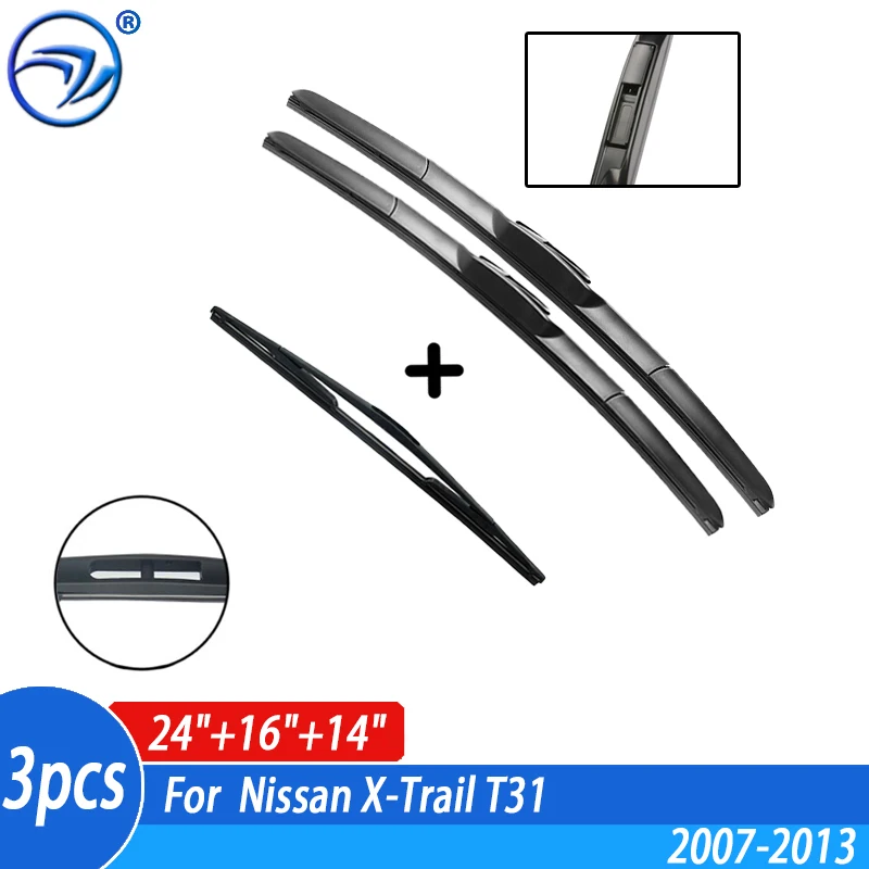 

Комплект передних и задних щетки стеклоочистителя для Nissan X-Trail T31 2007-2013 2008 2009 2010 2011 2012 лобовое стекло 24 "16" 14"
