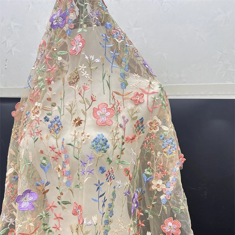 3D цветочная вышитая тюлевая ткань текстильная сетка кружевной цветок свадебные