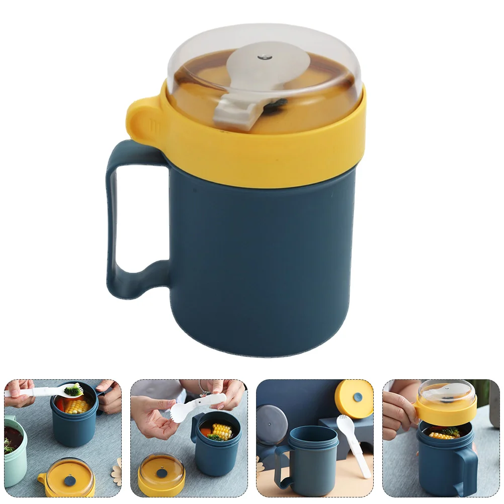 

1pc Cereal Cup with Lid Breakfast Cup Portable Soup Cup Microwave Milk Cup
