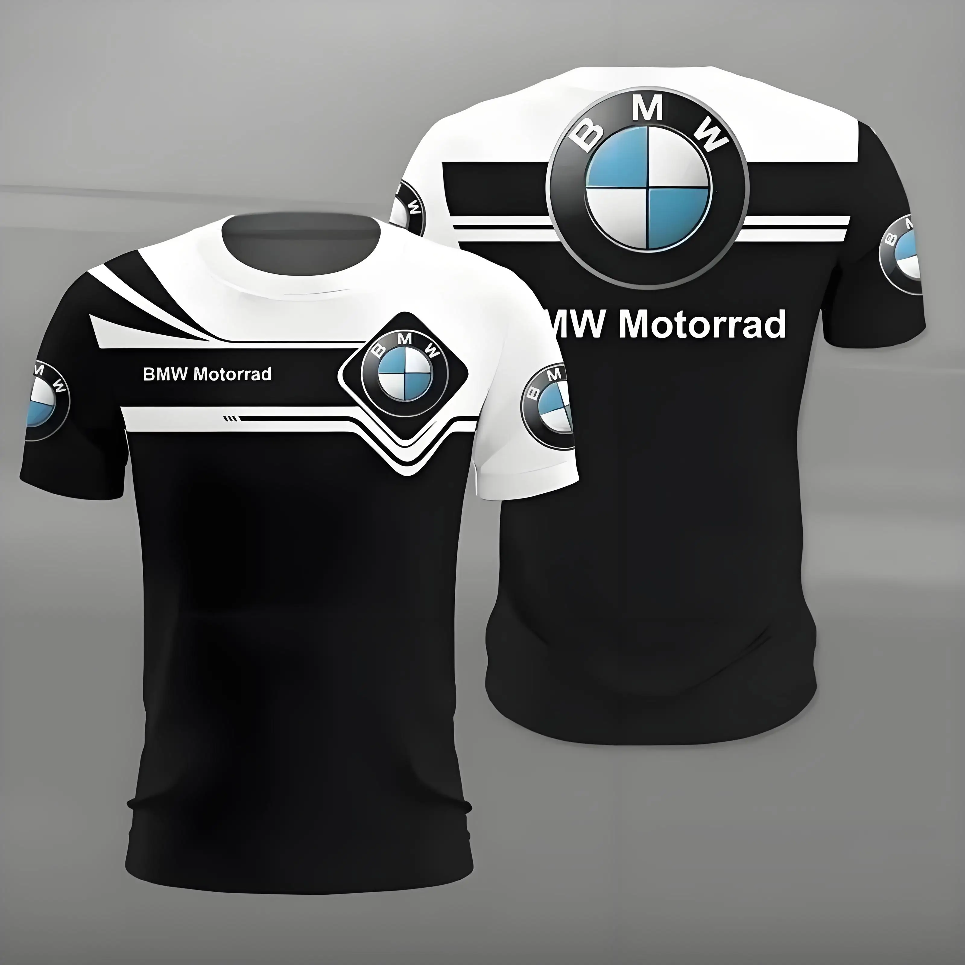 

Весна-лето 2021, футболка с короткими рукавами BMW, повседневная модная мужская футболка с 3D принтом BMW, красивая с короткими рукавами Vetement Moto