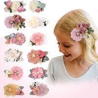 3pcsset flower hair clips for girls sweet artificial rose pearl hairpins cute baby headwear barrettes hair accessories