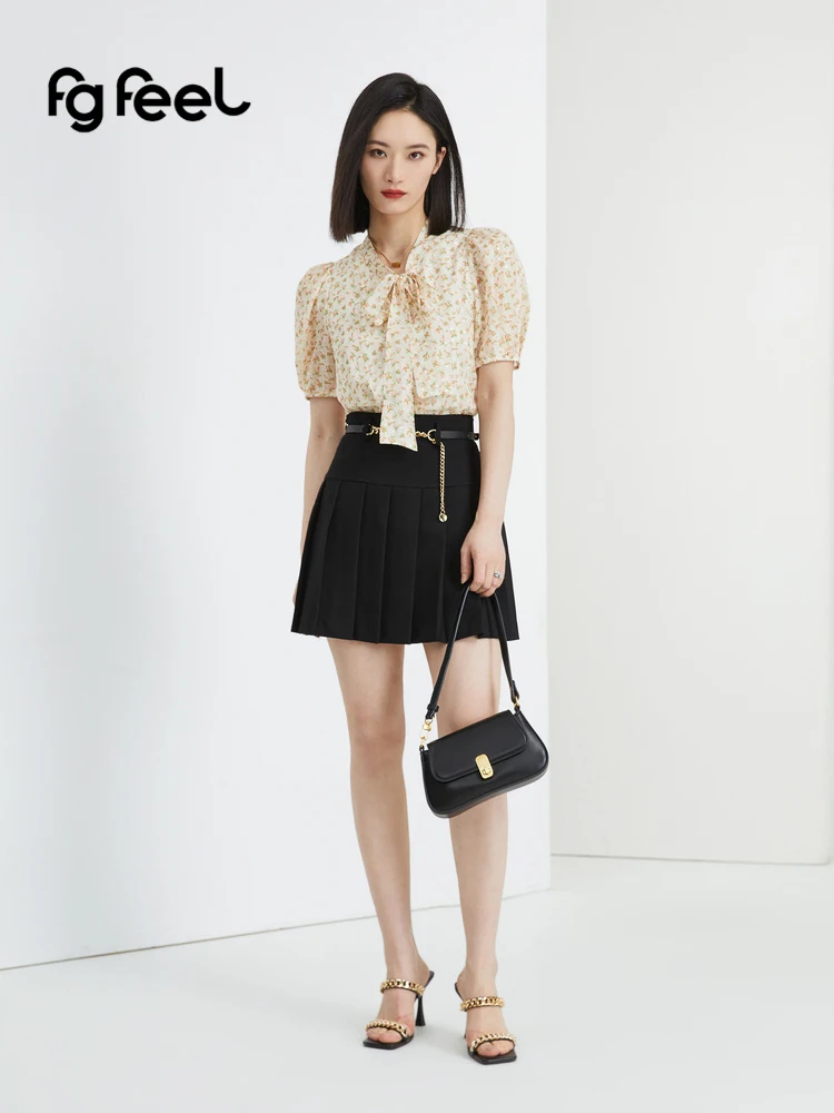 Pupu Sle Romantic Vitali Flower Lace-up Top Women 2024 New Slimming Versatile 9592S