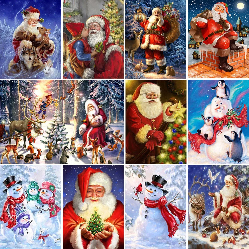 

Картина для вышивки Meian карат, Рождественский Санта-Клаус, наборы для вышивки крестиком, искусственная холст, сделай сам, украшение для дома ...