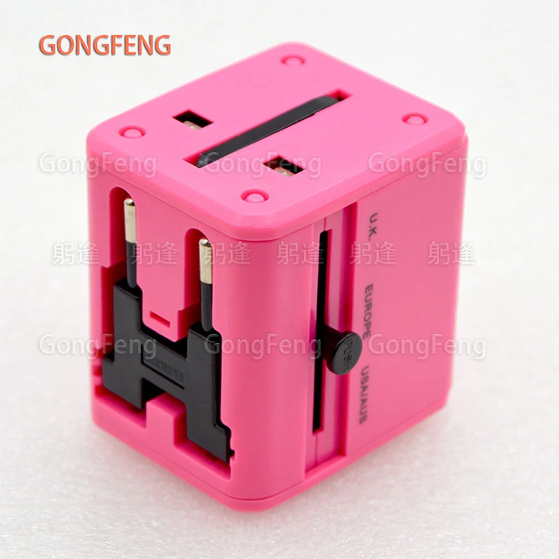 Tomada de Conversão para Viagem Plugue de Conversão Padrão uk us au Dupla Entrada Usb Carregador de Tomada Multifuncional 2.1a 10 Peças Soquetes elétricos