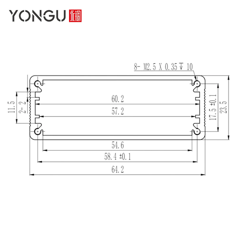Aluminum Integrated Housing Power Module Source Controller Box Sheet Metal Electronic Components Enclosure J09 64*23.5MM