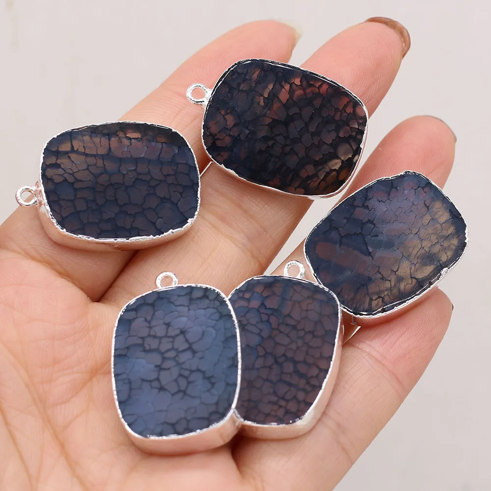 

Natural Stone Gem Black Dragon Grain Agate Square Pendant Crafts MakingDIY Necklace Earring Charm Jewelry Accessories Gift Party