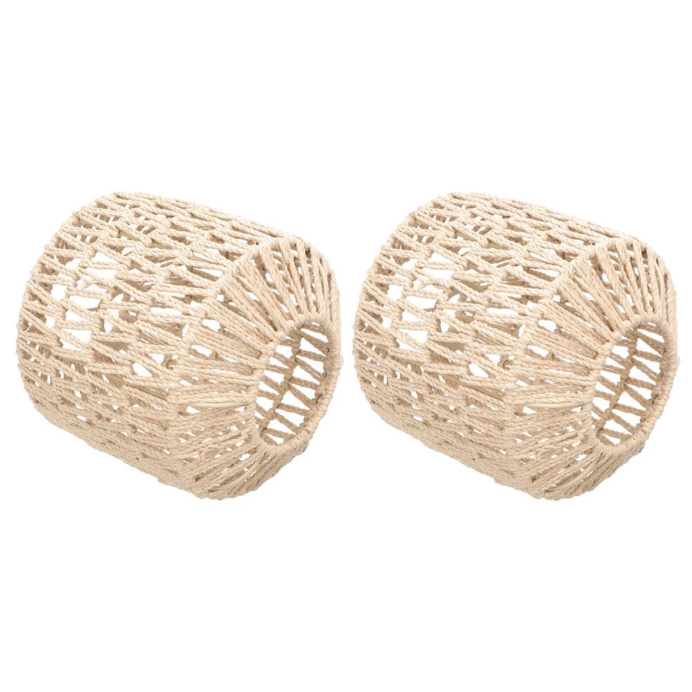 

2 Pcs Seagrass Lamp Shade Cage Home Lampshade Farmhouse Chimney Light Dust Cover Paper Chandelier Covers Shades