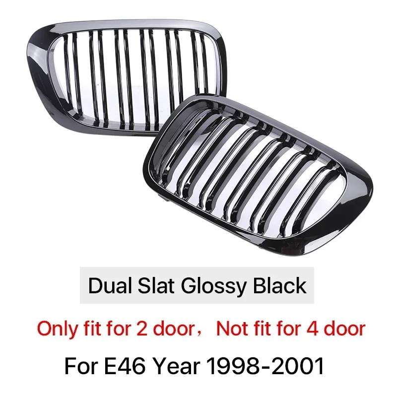 

Для BMW 3-Series E46 Grill 1998-2001 2/4 двери автомобиля Передняя решетка почек 318i 320i 325i 330i Глянцевая черная гоночная решетка Аксессуары