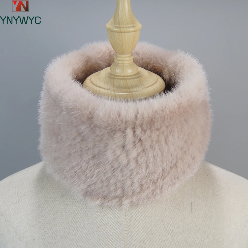 Новинка, русские женские зимние шарфы-кольца из натурального меха норки, хорошие эластичные вязаные шарфы из натурального меха норки, теплые женские шарфы