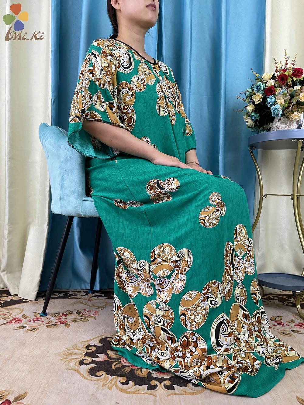 High Quality New African Muslim Dashiki Ababy printed Cotton loose Fitting Dress Women Summer Maxi Casual Islamic Clothing