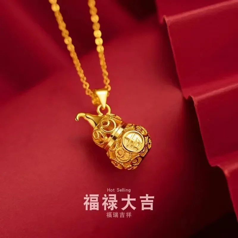 9999 реальное золото 24 к желтое Folu Daji полый благоприятная тыква кулон для женщин