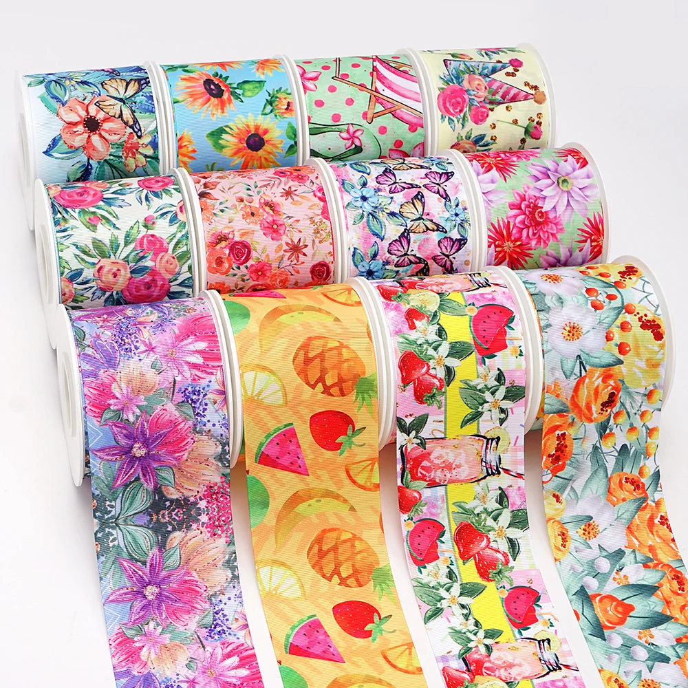 Красивые ленты с цветами мультяшный корсаж/атласная лента принтом для украшения