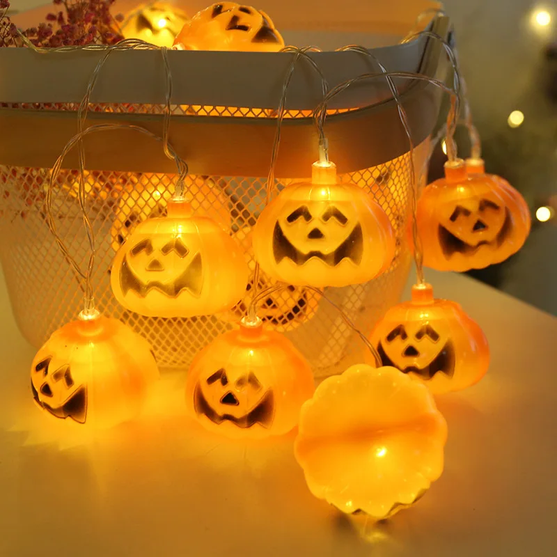 

1m 10LED/3m 20LED String Lights Halloween LED Pumpkin Lantern Battery Powered Garland Halloween Decoration Street Garden Lights