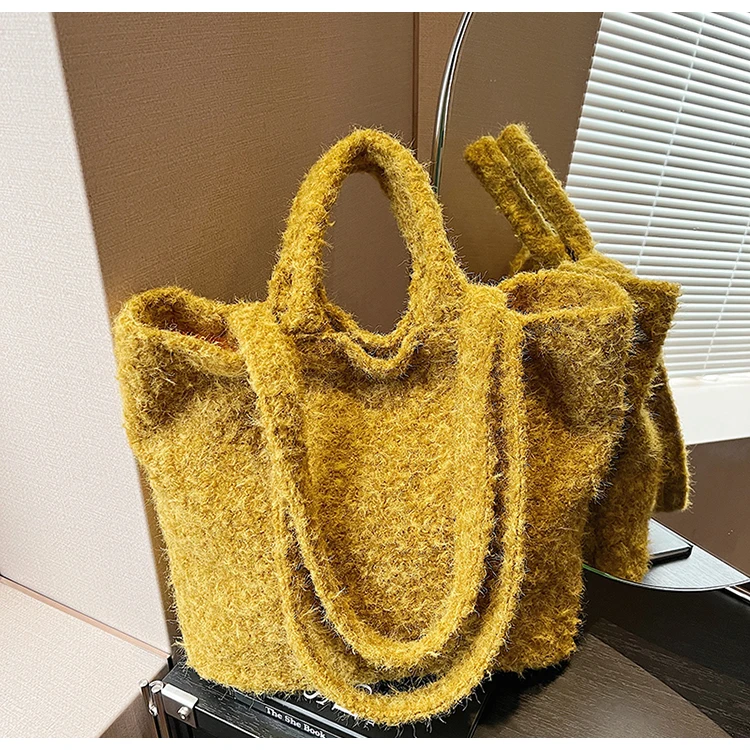 Korean Series Autumn Winter New Collection Soft and Sticky Woolen Velvet Huangguoshu Women's Bag Shigh-capacity Shoulder Bags