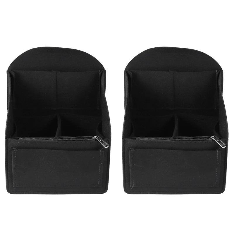 

2X Felt Backpack Insert Organizer Storage Bag Universal Bag In Bag Men Women Shoulder Tote Bags Handbag(Black)